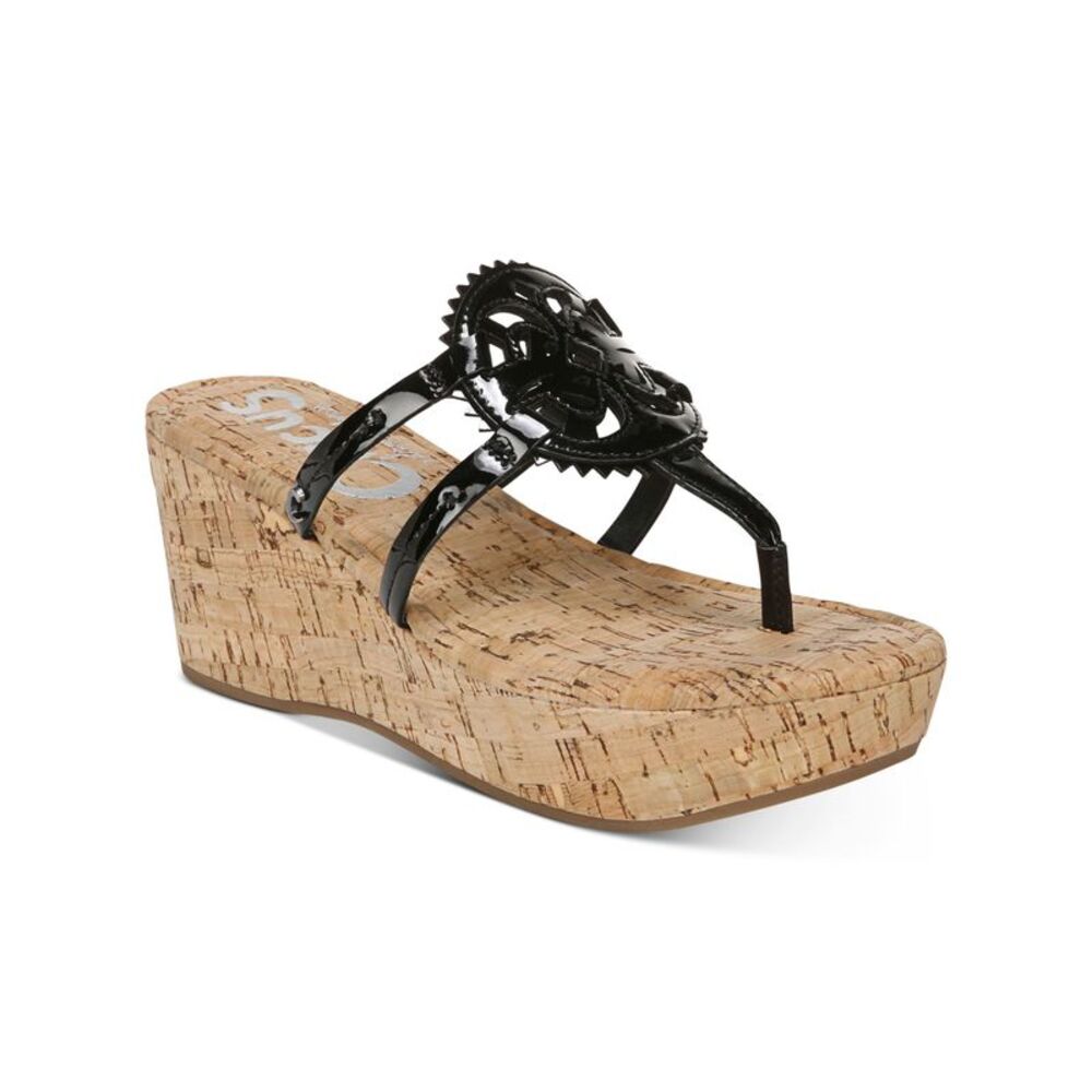 CIRCUS BY SAM EDELMAN Womens Black Rocky Wedge Thong Sandals 10 M